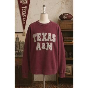 Vintage Texas A&M Aggies Embroidered Crewneck Sweatshirt Medium Burgundy